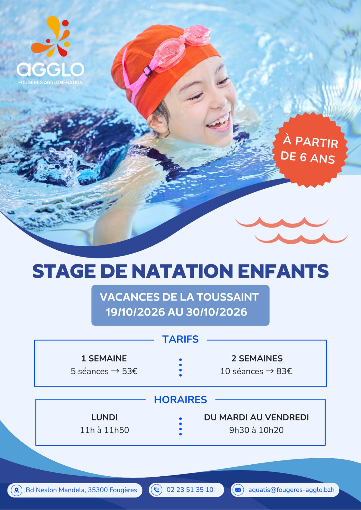 stage natation enfants toussaint